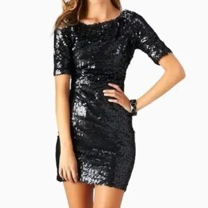 Topshop Black Sequin Mini Dress. Size 2